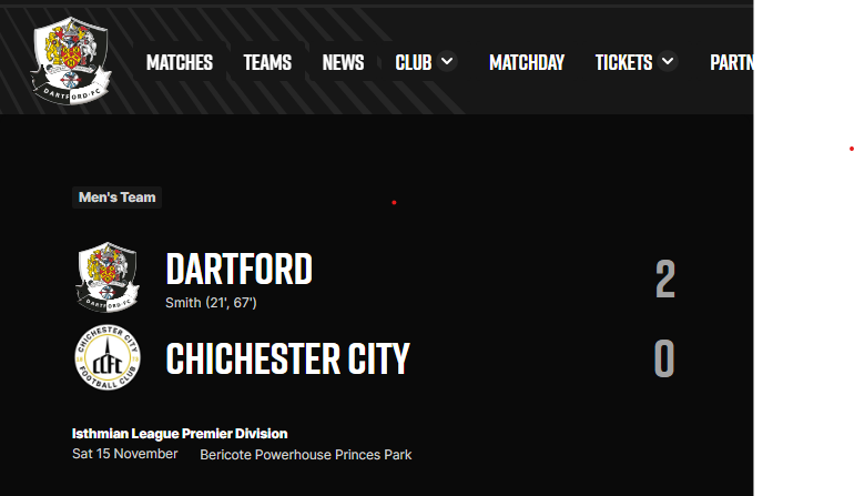 Read the full article - Dartford 2-0 Chichester City