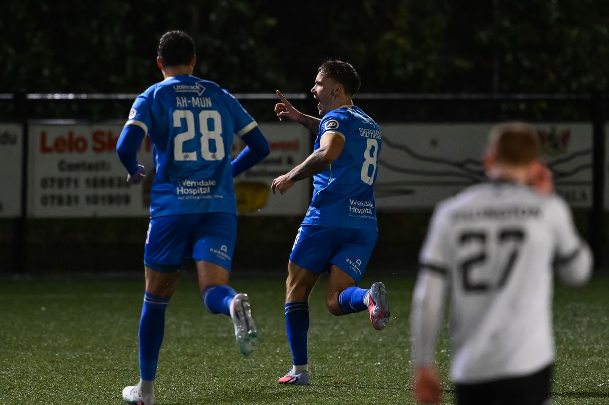Corey Shephard celebrates his sensational goal which opened the scoring