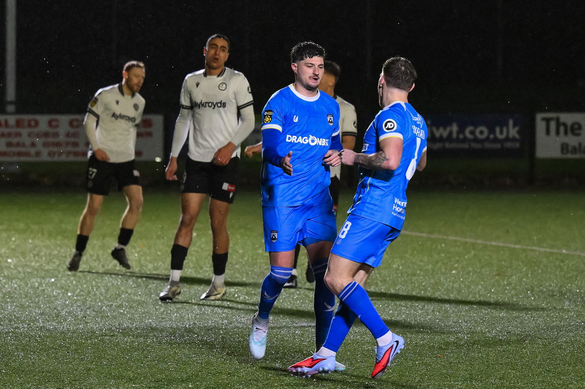 Ben Ahmun celebrates scoring from the penalty spot