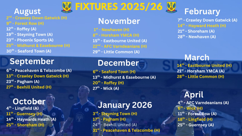 Read the full article - 2025/26 Fixtures