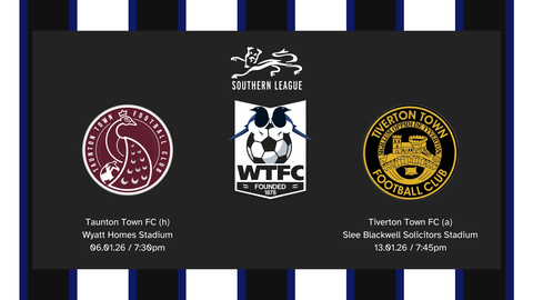 Read the full article - FIXTURES UPDATE: Taunton (h) Tiverton (a)