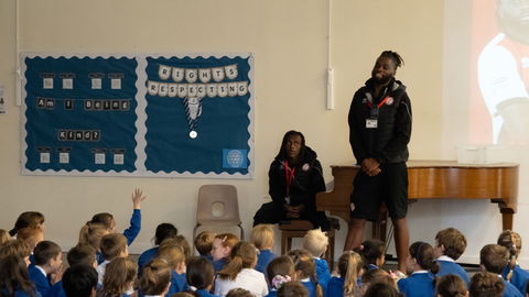 Read the full article - Chin Okoli & Tariq Hinds visit Frogmore Junior School